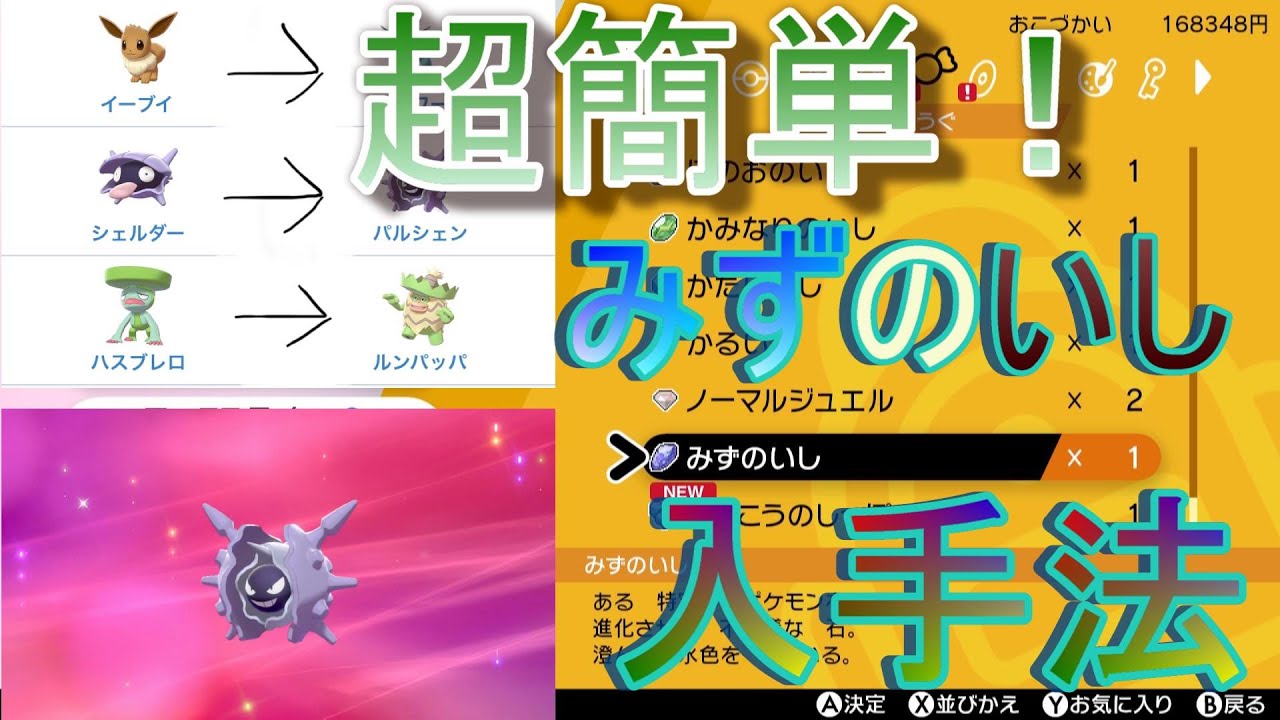 【ポケモン剣盾】　水の石GETのやり方　進化の石