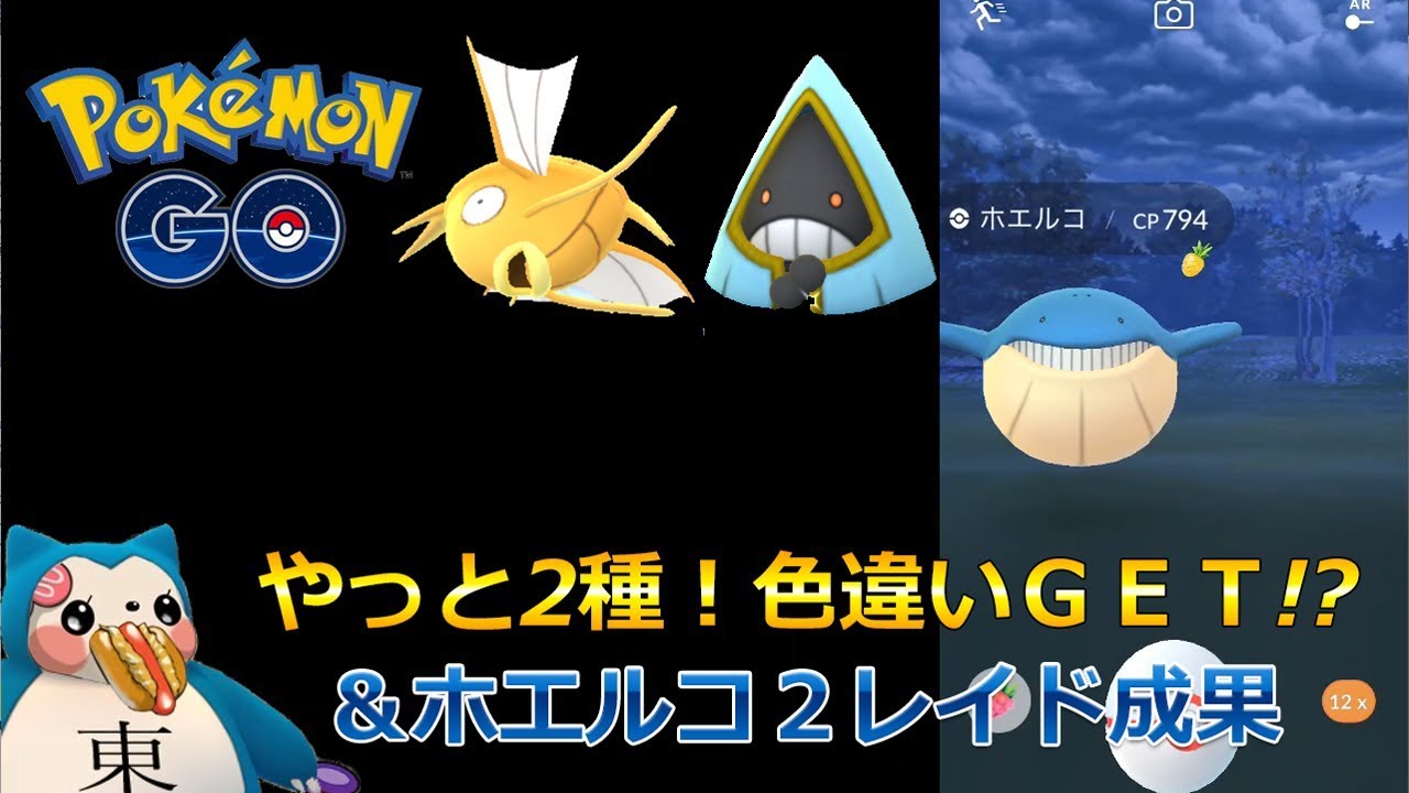 やっと2種？色違いポケモンGET？ユキワラシ？＆ホエルコ レイド2戦成果