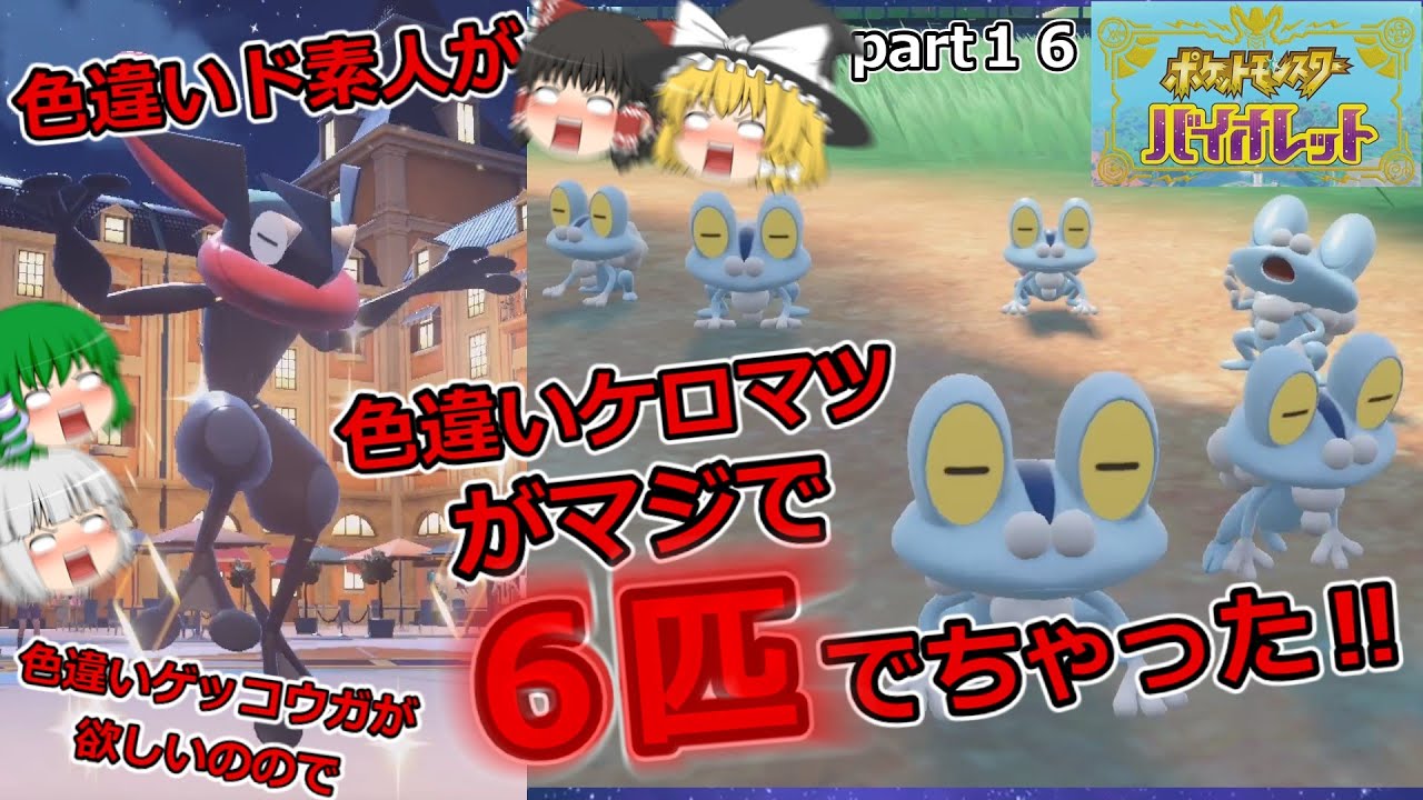 【色違いポケモンシリーズ・SV】Part１６　色違いド素人が色違いのケロマツ、ゲコガシラ、ゲッコウガをゲットしたいので色違いケロマツ６匹だしたった‼　【ゆっくり実況】