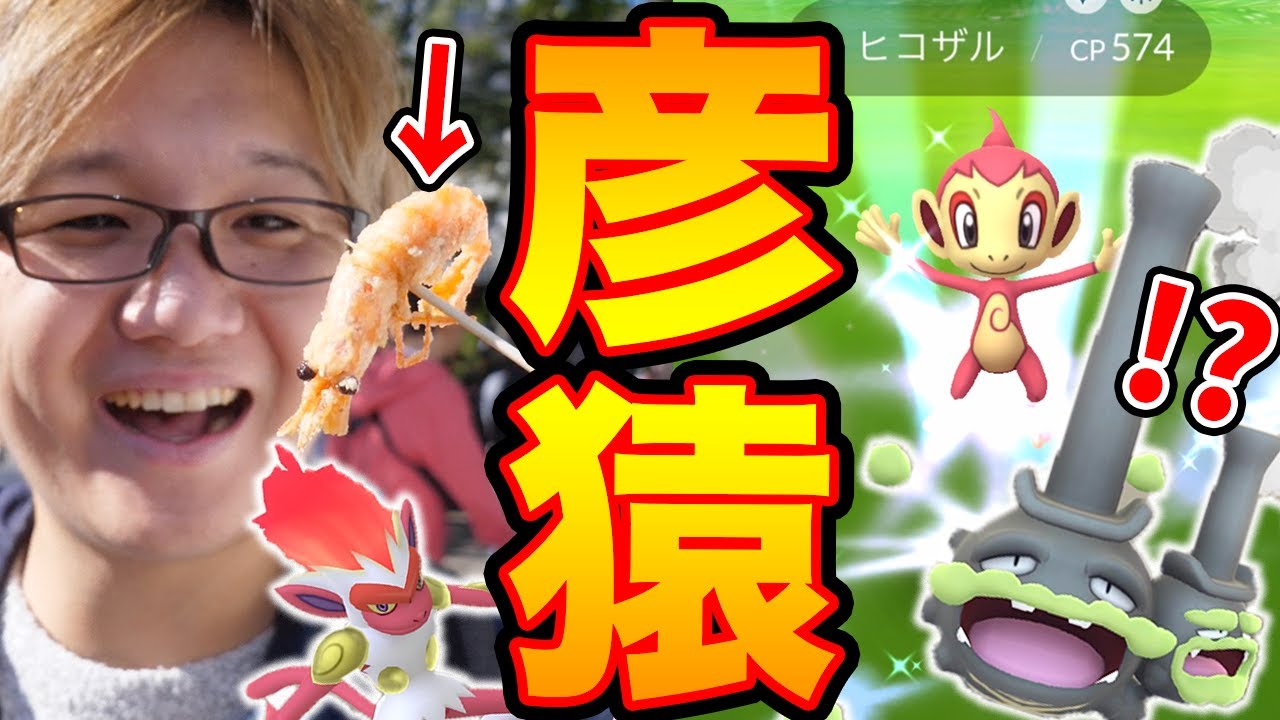 ヒコザルのコミュデイにガラルのすがた乱入!?マタドガスと色違いと海鮮とやまだ【ポケモンGO】