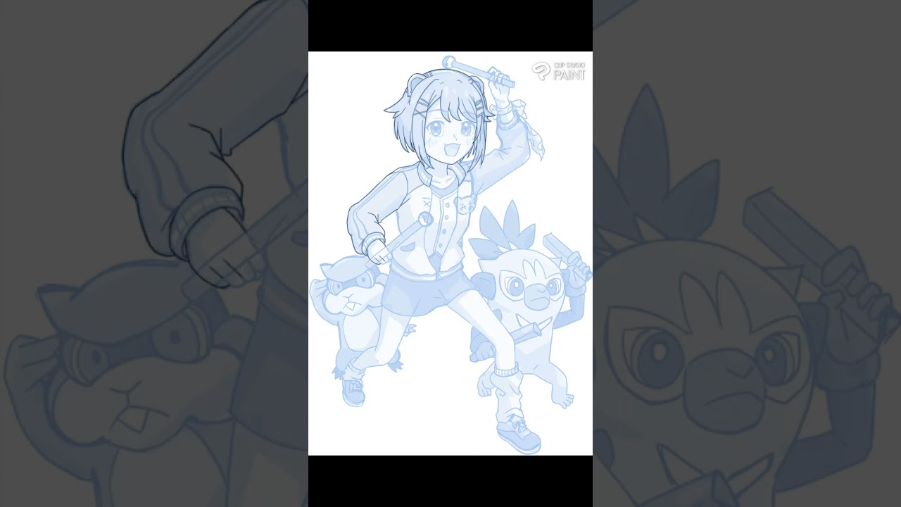 【30秒でわかるアニメ塗り】湖南みあさんwithバチンキー&ミネズミ【イラストメイキング】#Shorts