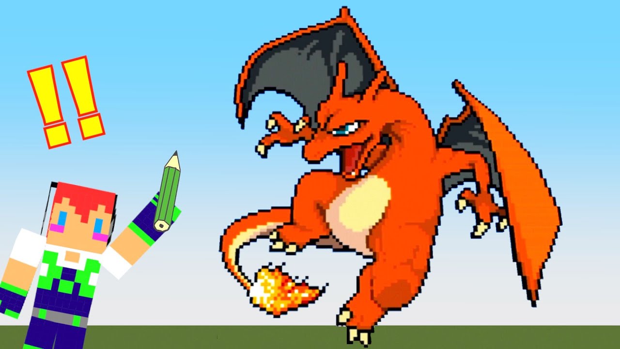 【ポケモン 】マイクラで「リザードン」描いてみた