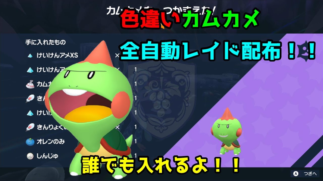 【色違いレイド配布】色違いカムカメ無限配布　全員参加OK【ポケモンSV】