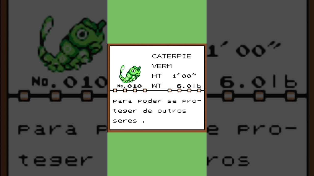 Informações sobre Caterpie na Pokédex de Pokémon Yellow em Português #Shorts