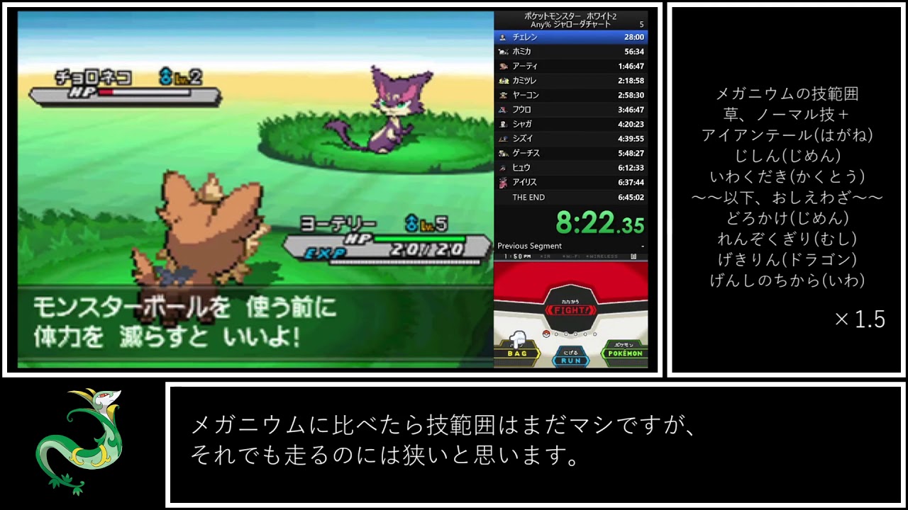 【ポケットモンスターBW2】RTA　ジャローダチャート　5:08.36　解説動画 　Part1