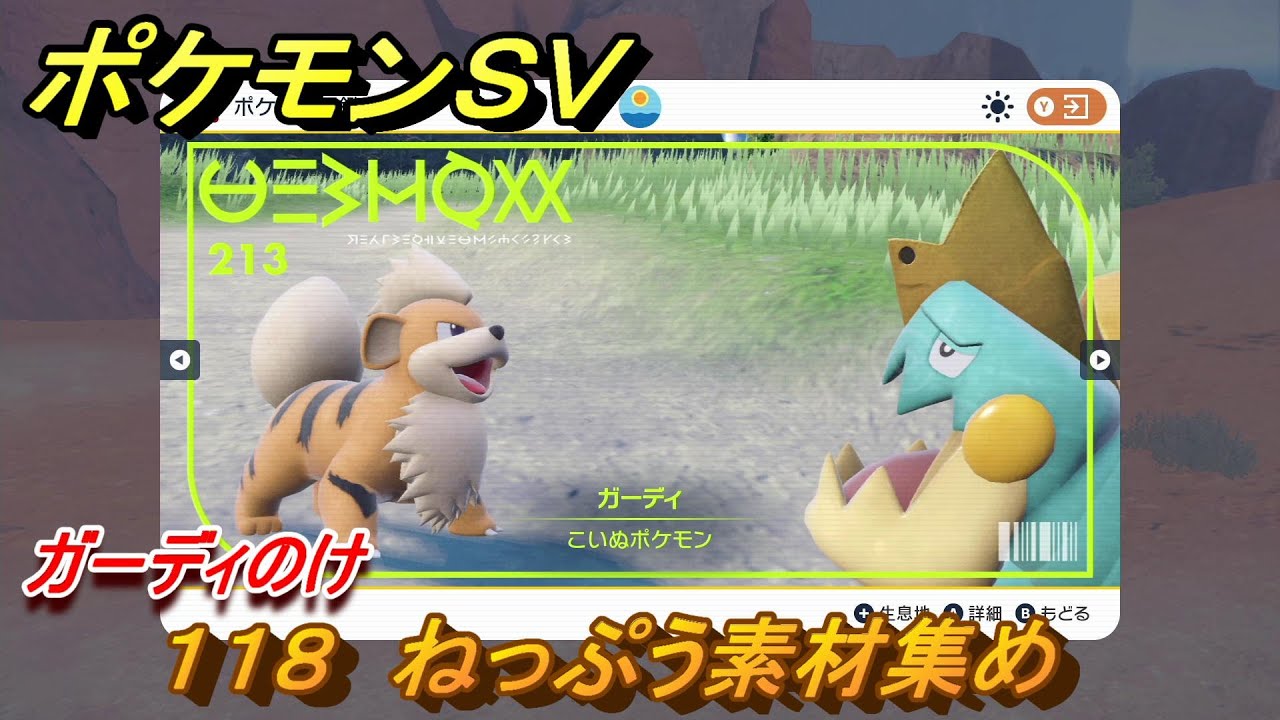 ポケモンＳＶ　わざマシン１１８　ねっぷう素材集め　ガーディのけの入手方法は？　【スカーレット・バイオレット】
