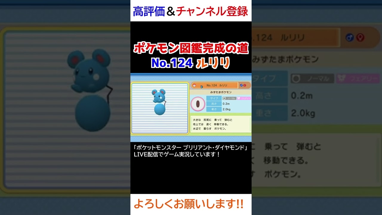 No.124 ルリリ図鑑登録完了！【ポケモンBDSP】
