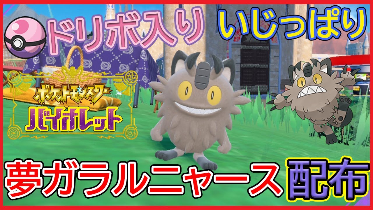 【ポケモンSV】いじっぱりドリボ夢ガラルニャース配布＆対戦用ポケモン育成枠！
