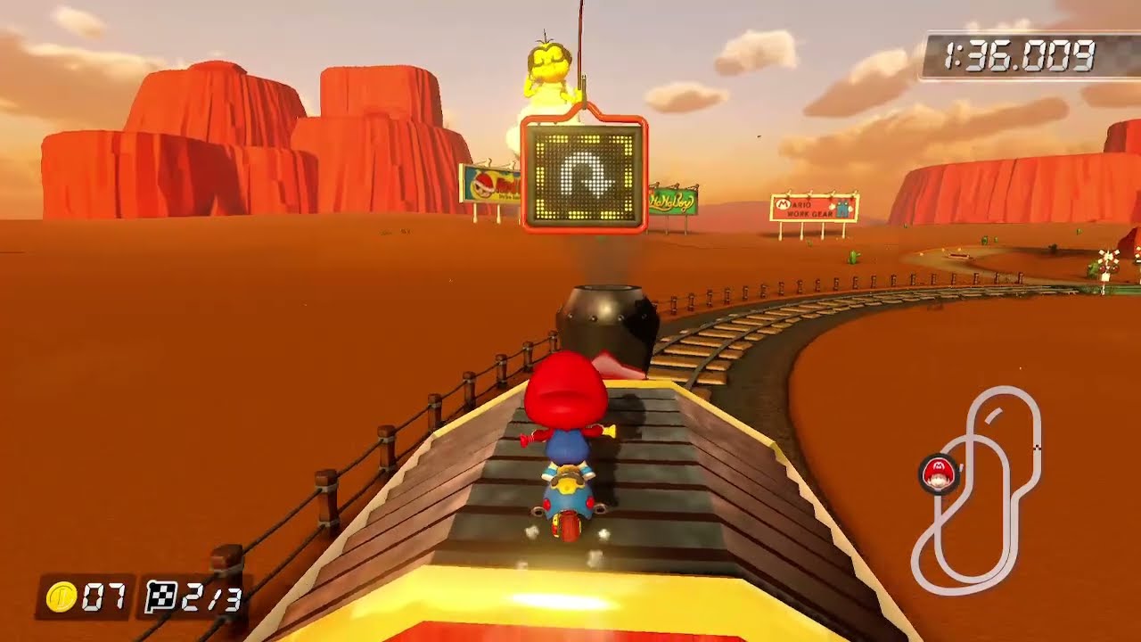 【マリカ8DX】N64カラカラさばくの汽車に乗ってみた