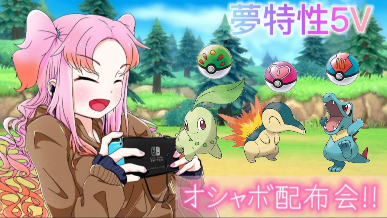 オシャボ入りチコリータ、ヒノアラシ、ワニノコ夢特性、高個体配布会！！※概要欄必須【ポケットモンスターBDSP/ダイパリメイク】
