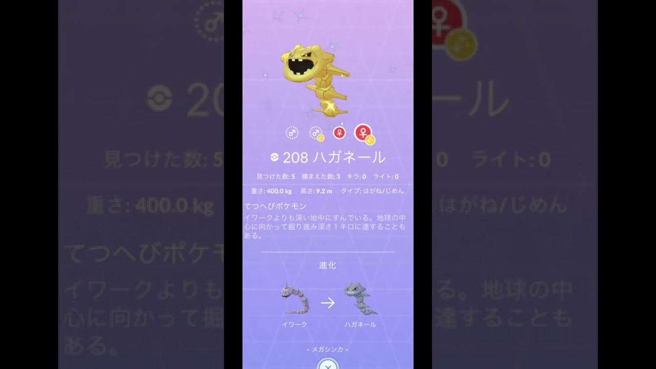 イワーク/ハガネール/メガハガネール【色違いポケモン】レジェンズアルセウス/ダイパリメイク