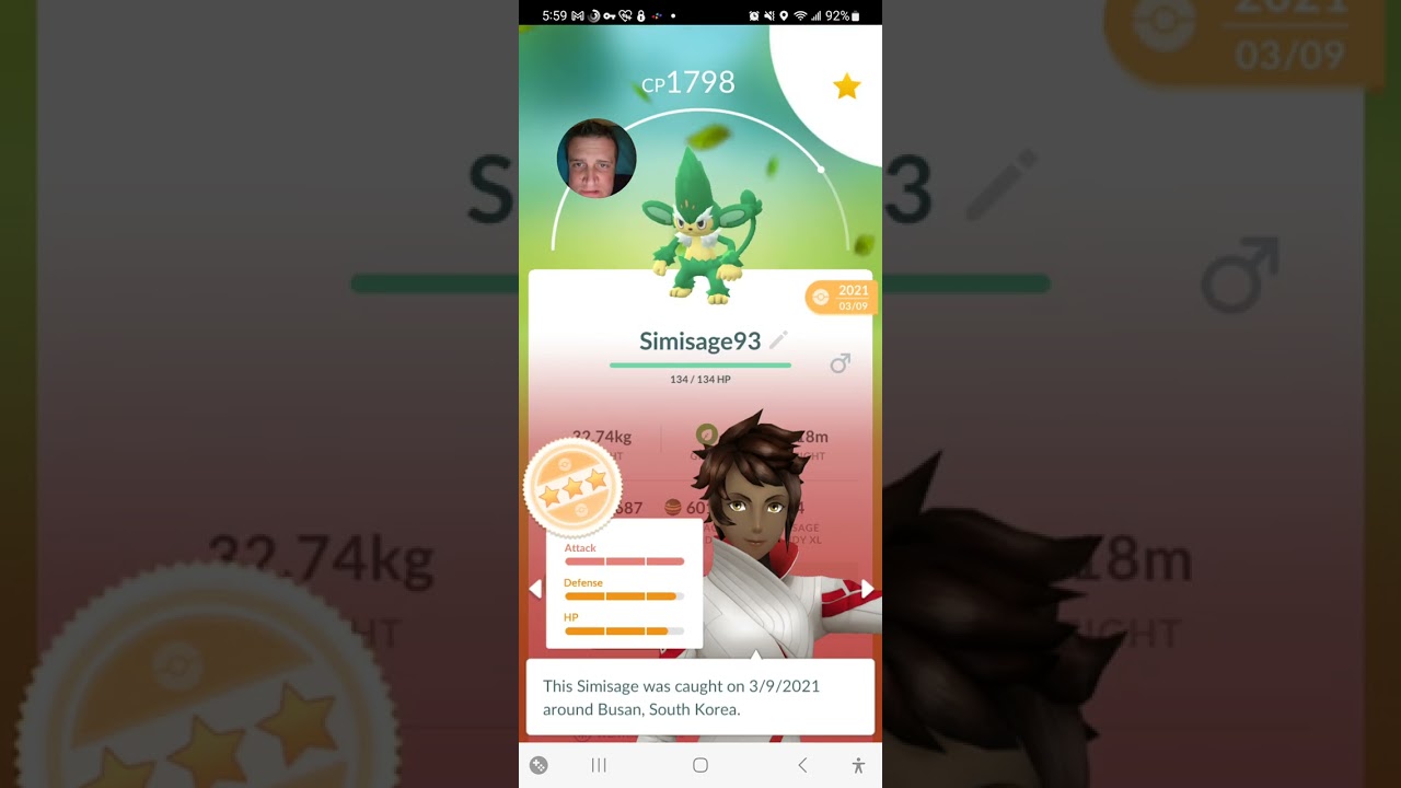 Simisage 93% Grass Type Pokémon #pokémongo #mystic7 #viral #shorts