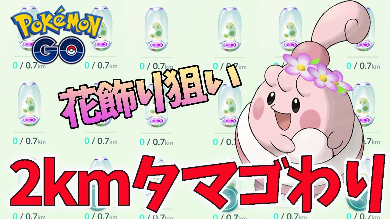 【ポケモンGO】 花飾りピンプク狙い！2kmタマゴ割り46連！