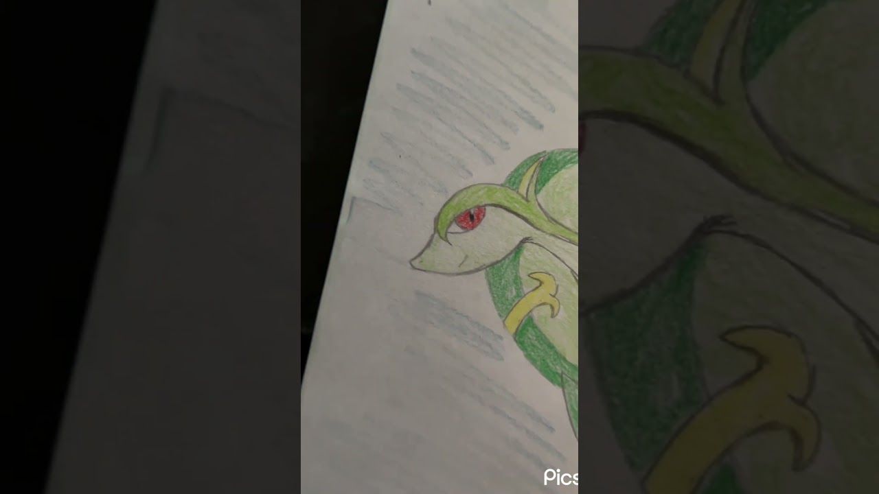 シャーペンと色鉛筆でポケモンのツタージャ進化集描いてみました#shorts #イラスト #pokemon #anime