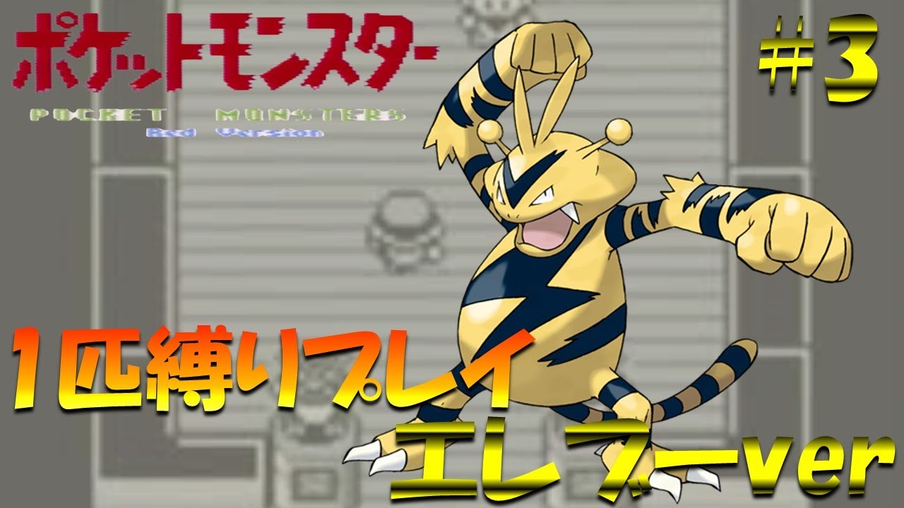 【ポケモン初代】ポケモン1匹縛りプレイ!! エレブーきみに決めた！part 3【ゲーム実況】【縛りプレイ】