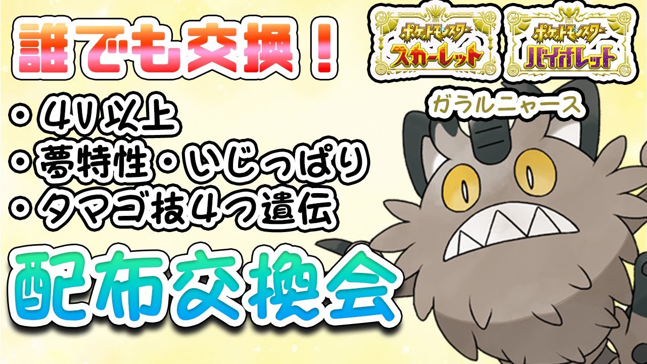 【ポケモンSV】夢ガラルニャース配布交換会！誰でも無償交換OKです！【ゆりふ】