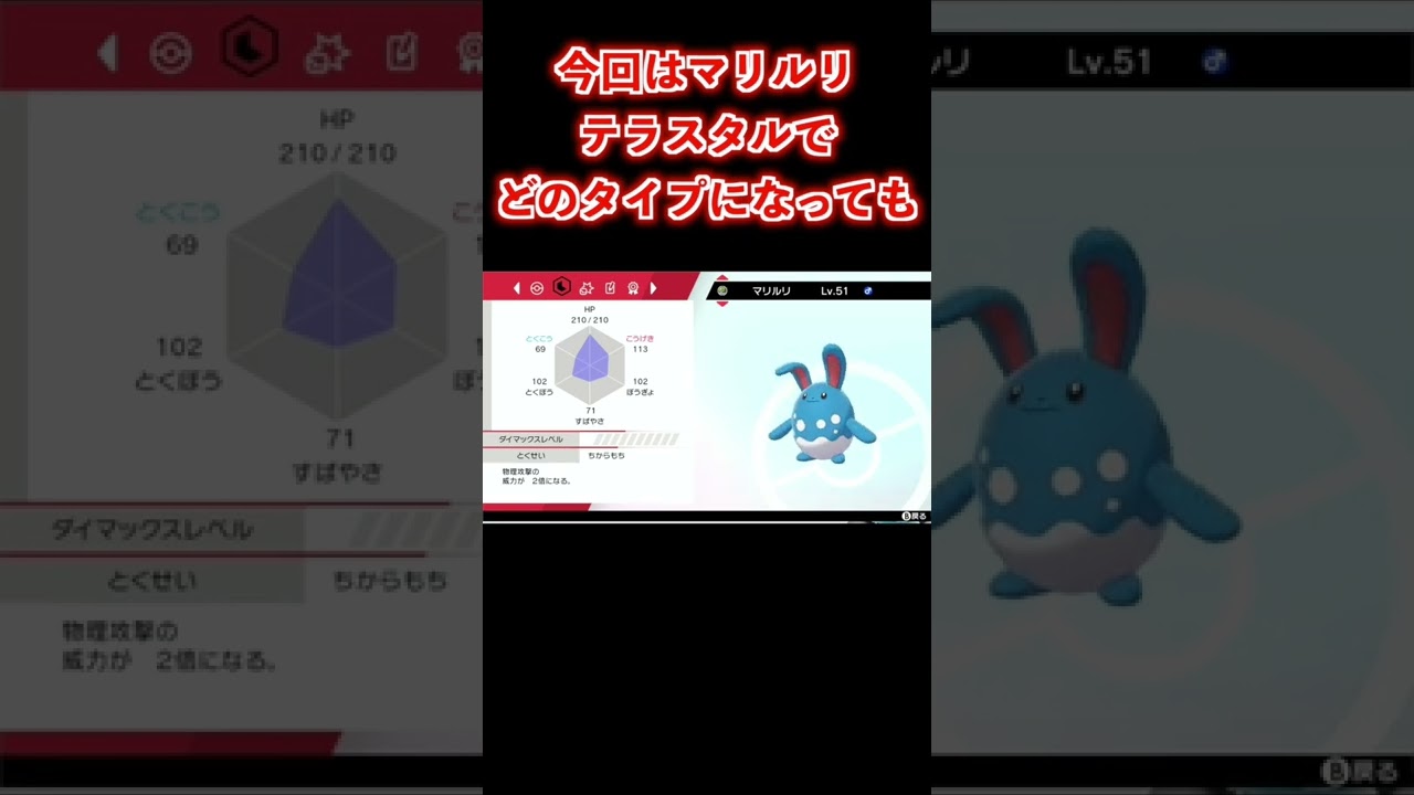 テラスタルで強化されそうなポケモン！ マリルリ #shorts