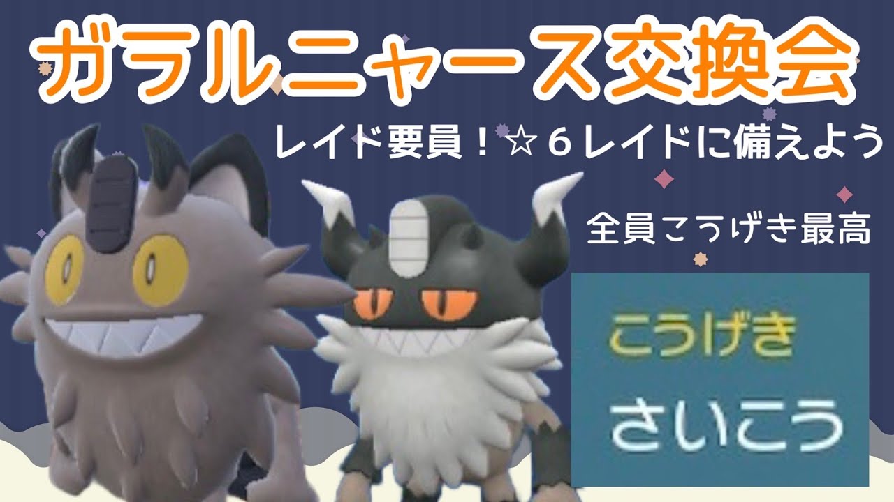 【ポケモンSV】夢特性ガラルニャース交換会！星6レイドに備えてニャイキングを育てよう！※理想個体ではありません