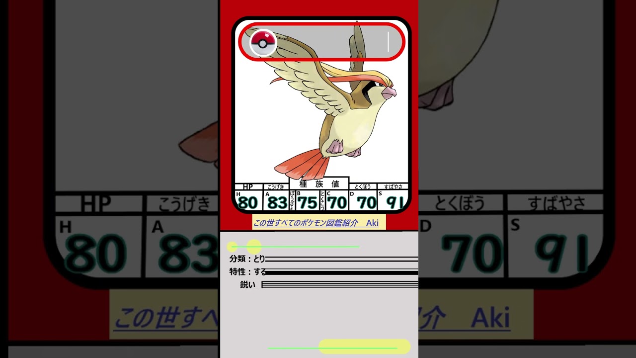 【ポケモン紹介】図鑑№０１８　ピジョットの系譜　#shorts