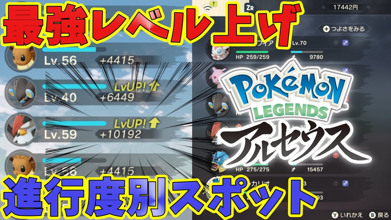 【ポケモンアルセウス】速攻でLv100に!!序中終盤の最強レベル上げスポットを紹介