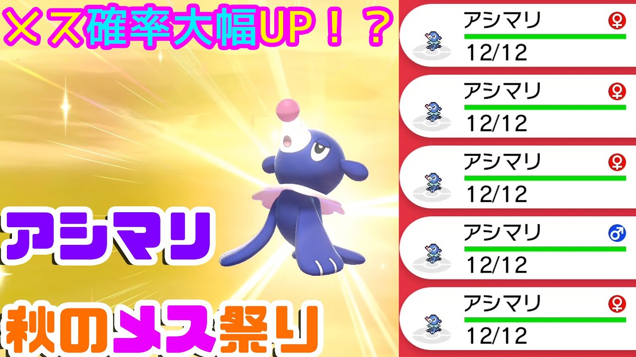 【色違い孵化日記】アシマリ秋のメス祭り♪結果は月末プレゼント♪【ポケモン剣盾】