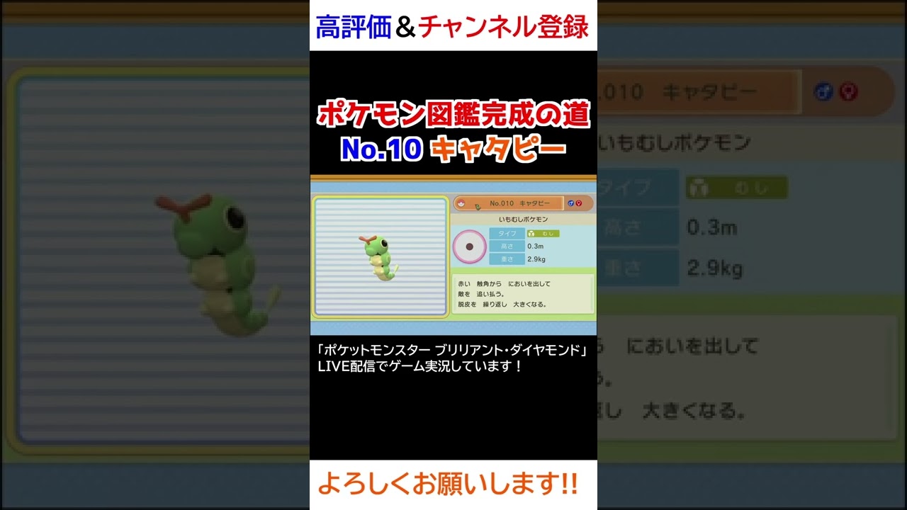 No.10 キャタピー図鑑登録完了！【ポケモンBDSP】