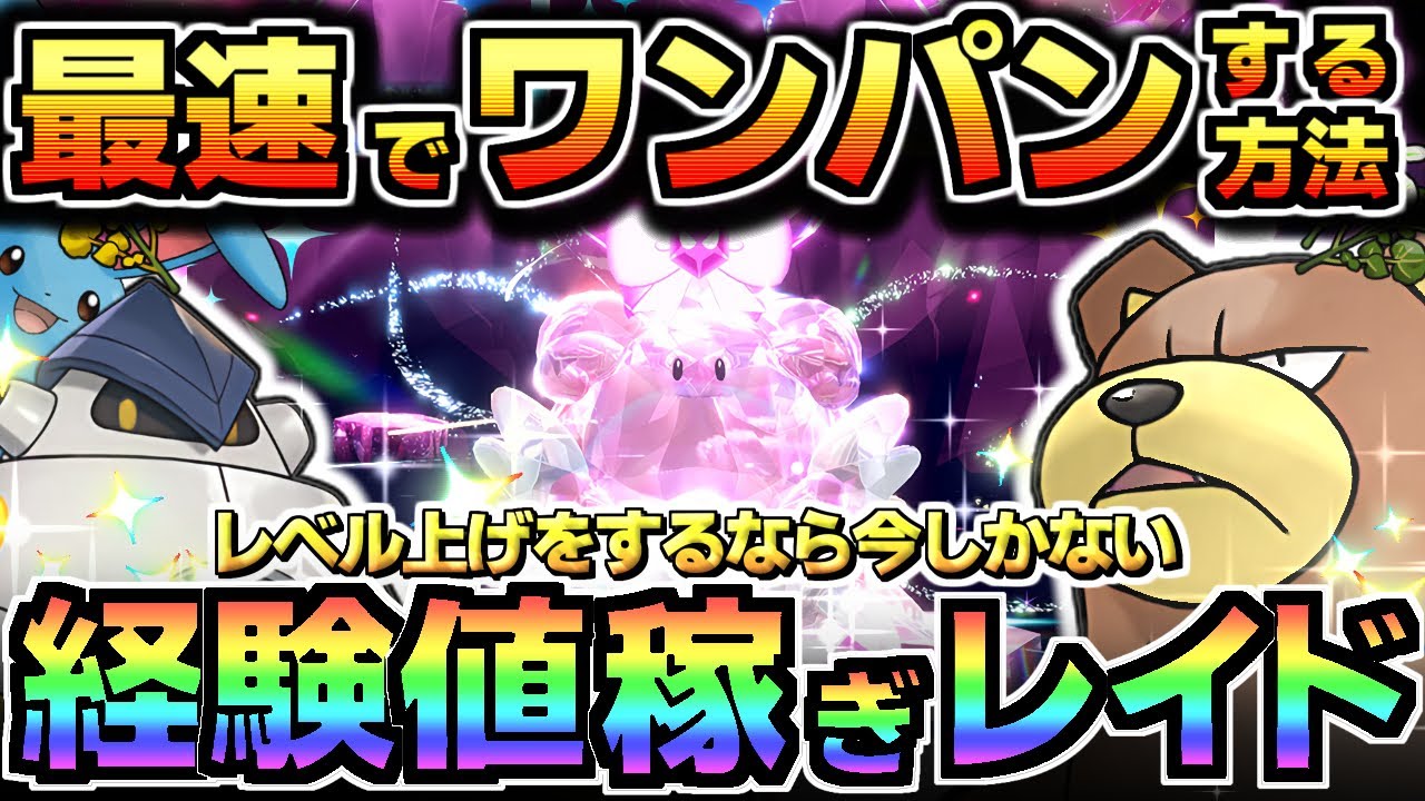 【ポケモンSV ハピナスレイド 対策】ワンパン考察 特別な個体の経験値稼ぎ レベル上げに備えよう！  リングマ マリルリ テツノカイナ 配布 スカーレットバイオレット スカバイ