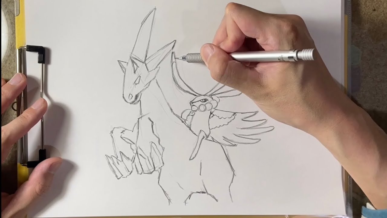 はくばバドレックスを描いてた。ポケモンカード　白銀のランス