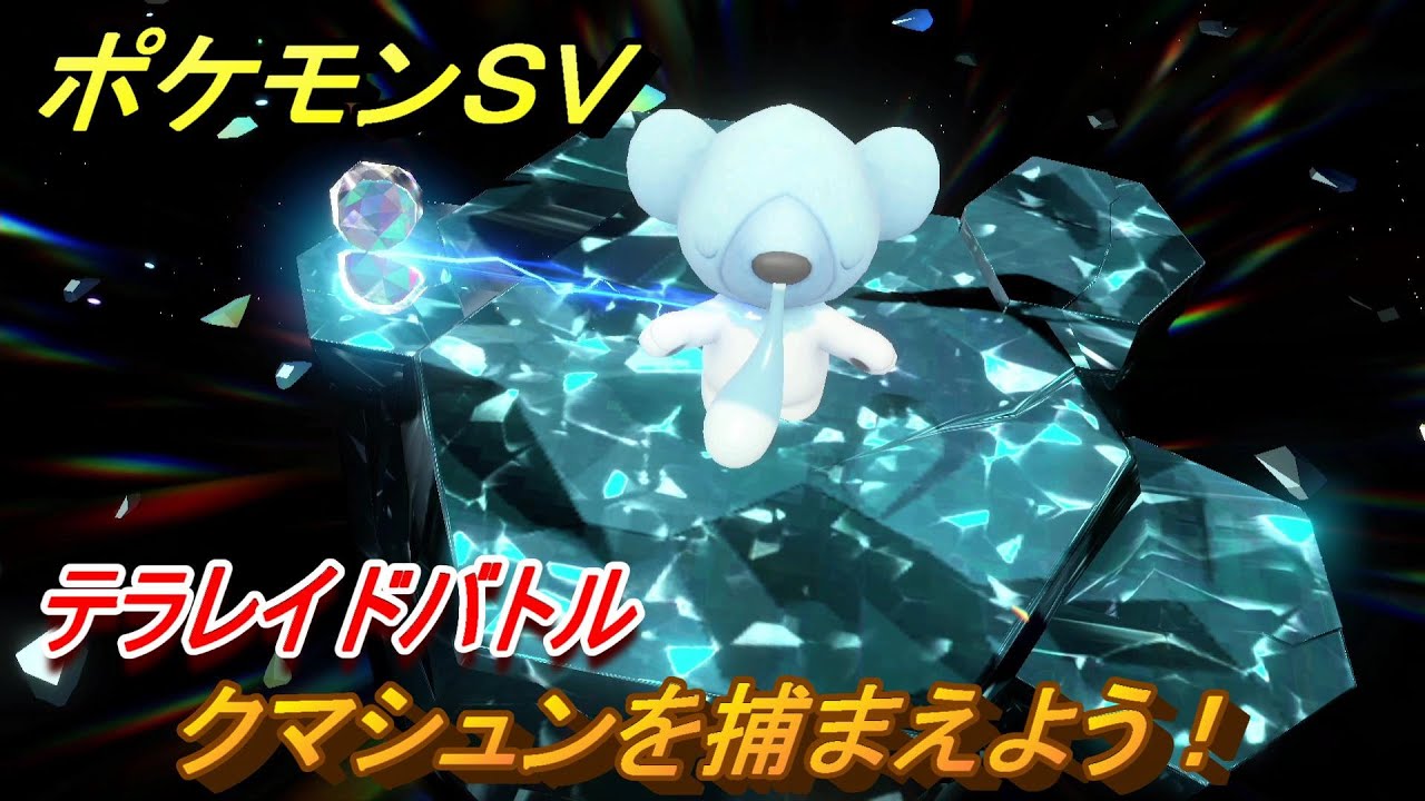 ポケモンＳＶ　クマシュンを捕まえよう！テラレイドバトルでポケモン・経験値アイテムなどをゲットしよう！　【スカーレット・バイオレット】