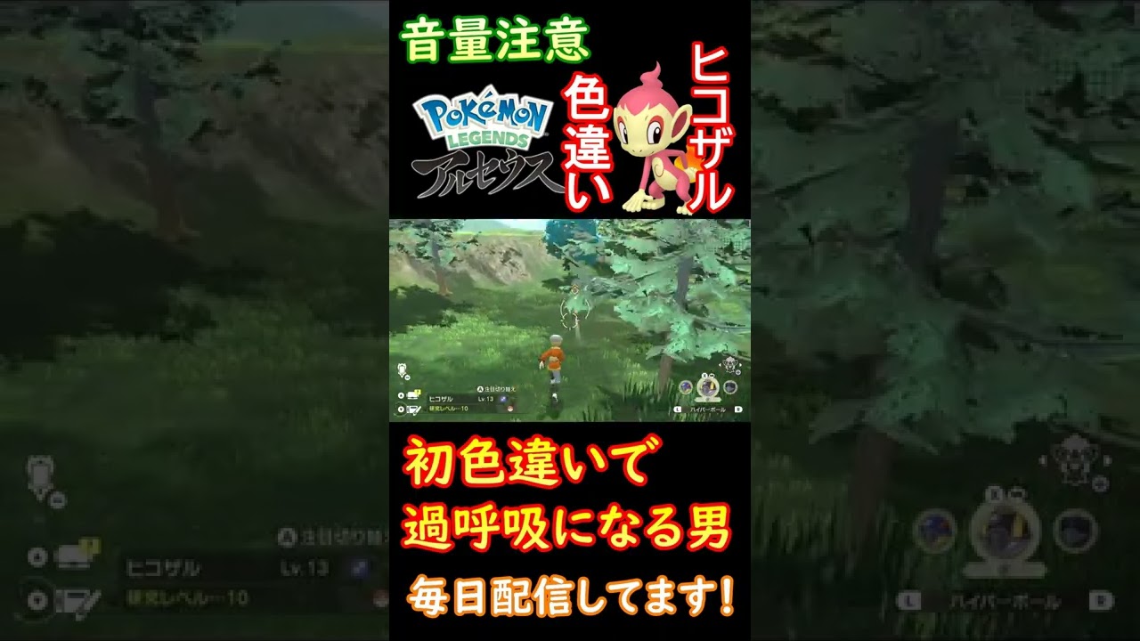 初色違いで「ヒコザル」が出て過呼吸になる男【Pokémon LEGENDS アルセウス】　　#shorts　＃ヒコザル　＃色違い　＃ポケモンアルセウス