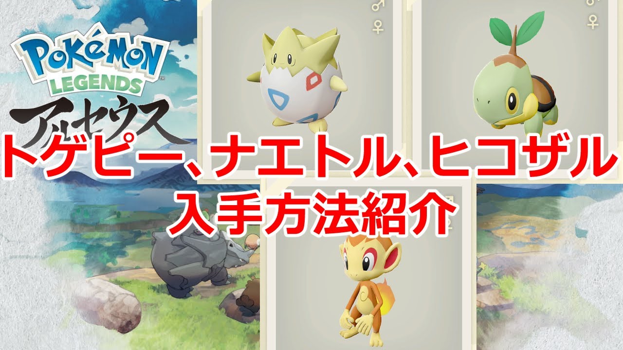 [Pokémon LEGENDS アルセウス]トゲピー、ナエトル、ヒコザル入手方法紹介！[ポケモン LEGENDS アルセウス]