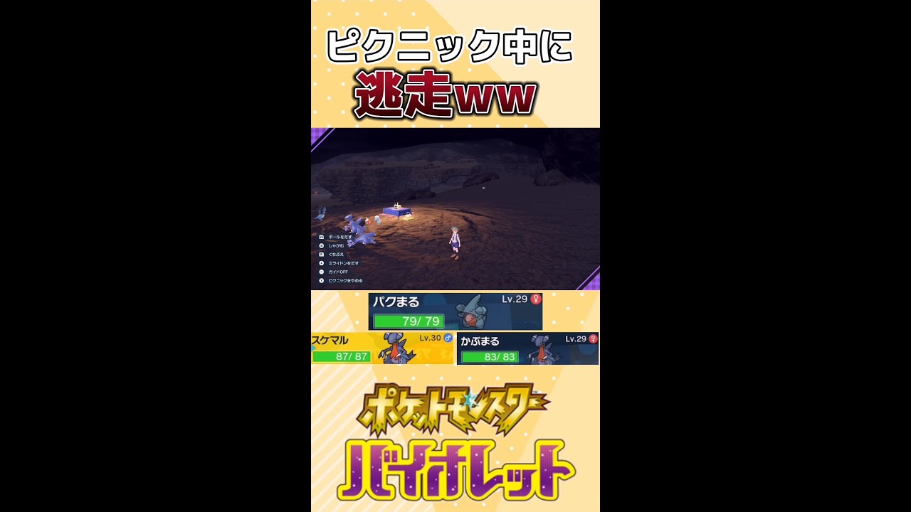 【ポケモンSV】ピクニック中に逃走するフカマルが可愛すぎたww　 #ポケモンスカーレットバイオレット #フカマル #ガバイト#ガブリアス