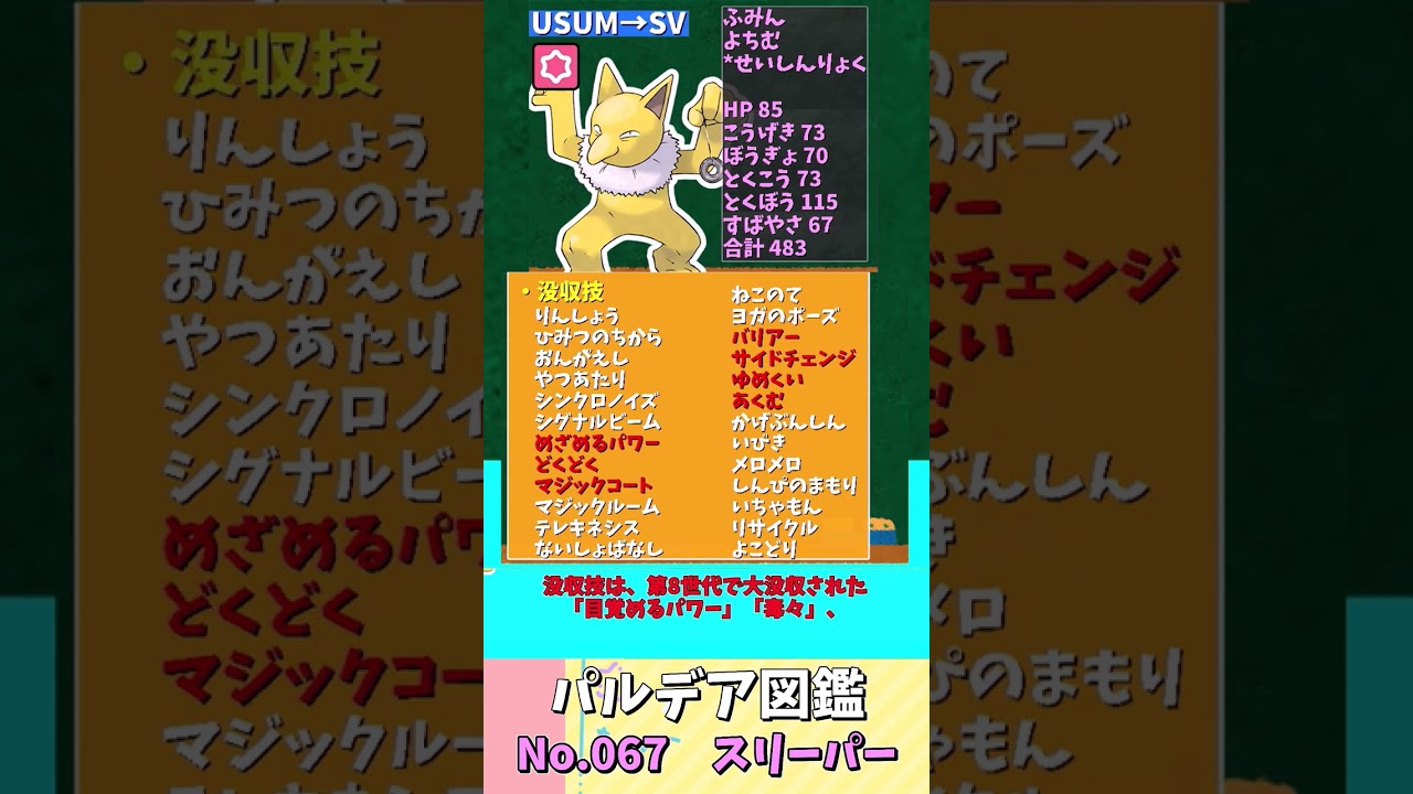 【スリーパー】ポケモンSV強化・弱体化集 【ゆっくり解説】【ポケモンsv】【ポケモン解説】#shorts