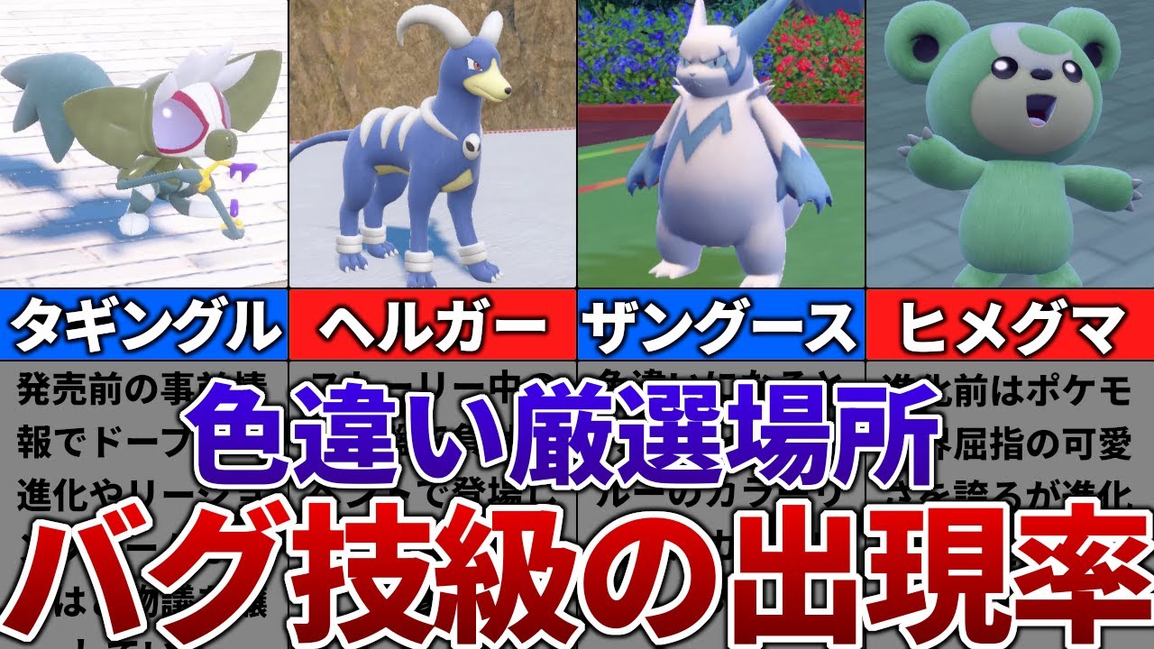 【ポケモンSV】色違いがバグ技級に出現するおすすめの色違い厳選場所その20【タギングル、ヘルガー、ザングース、ヒメグマ】