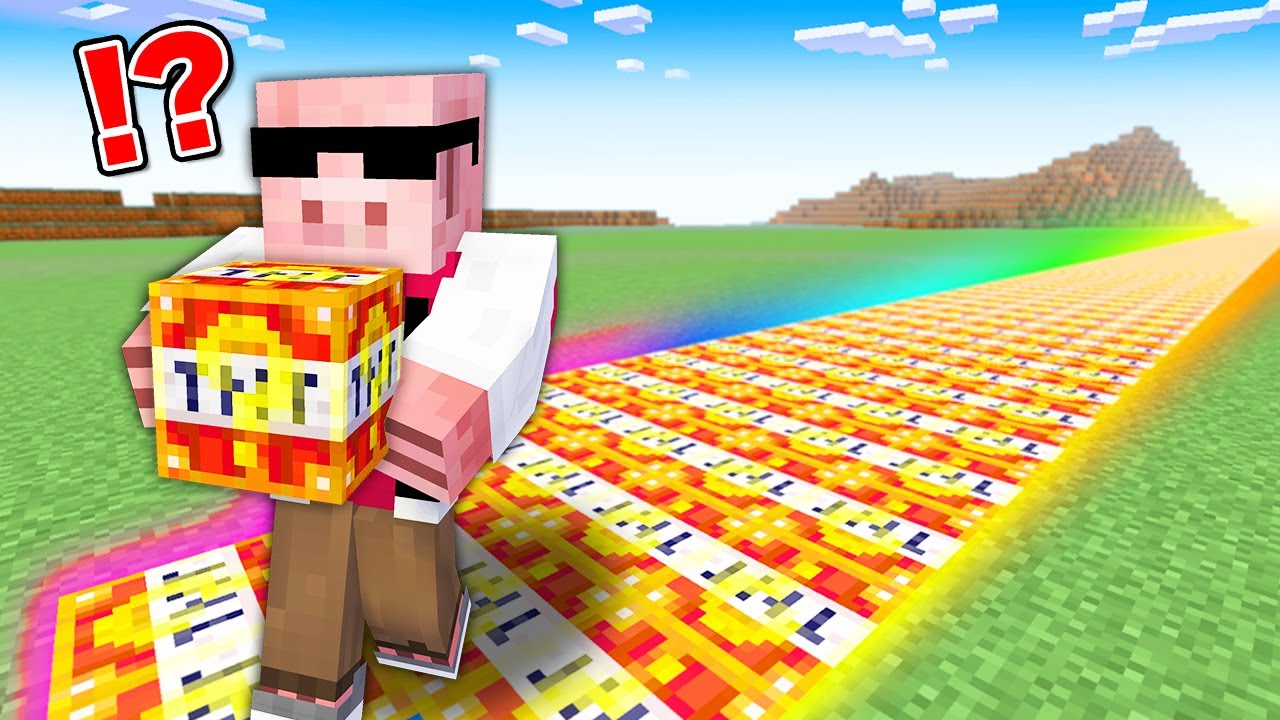 【マイクラ鬼畜】歩いたところがTNTラッキーブロックになる世界でエンドラ討伐！