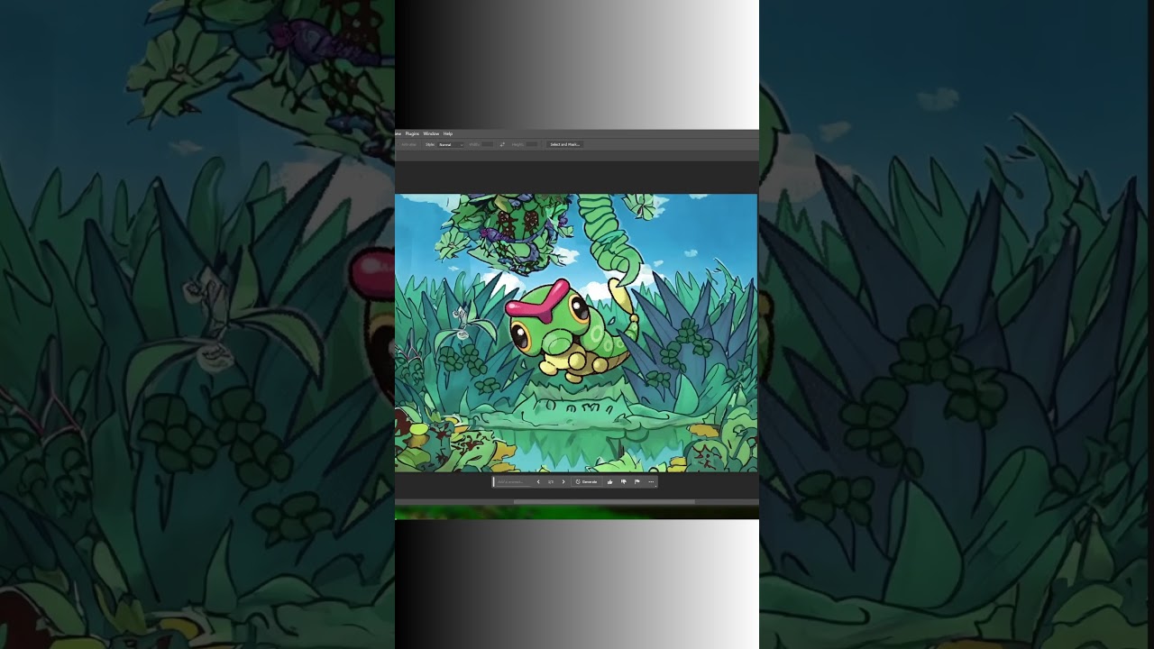 Extending Pokemon Card Art with Photoshop AI - CATERPIE