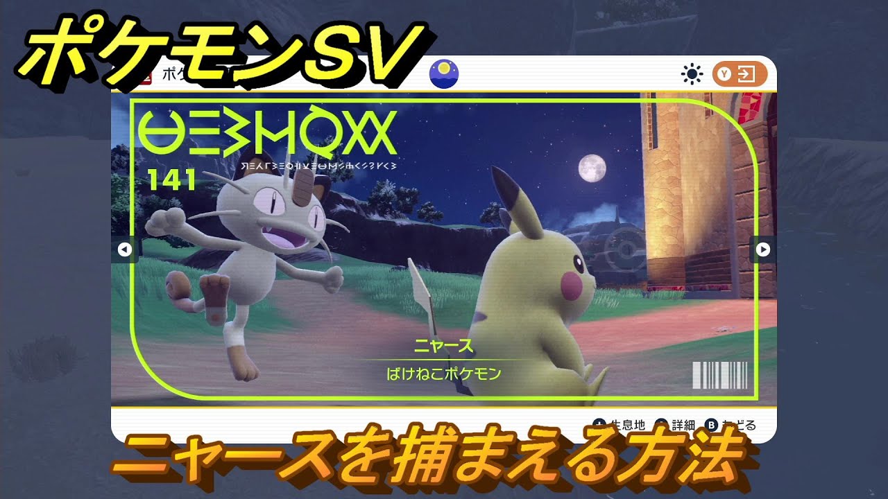 ポケモンＳＶ　ニャースを捕まえる方法！出現場所は？図鑑No.１４１　ポケモン図鑑を埋めよう！　【スカーレット・バイオレット】