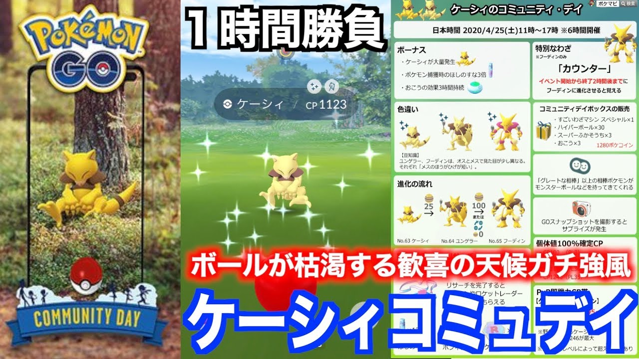 まさかの設定に強風ブースト！ケーシィコミュ二ティデイで念力を使い色違いを引き寄せる秋田人【ポケモンGO】