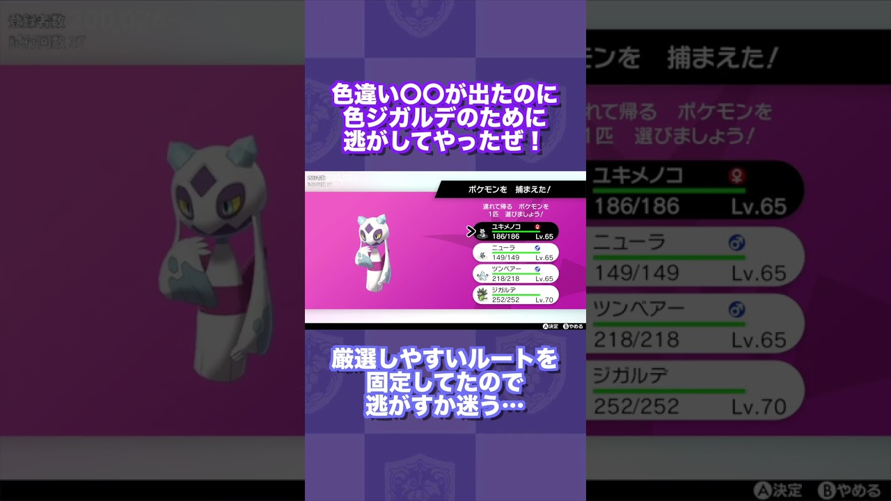 【漢気】色違い〇〇が出たのに色ジガルデのために逃がしてやったぜ！【ポケモン剣盾/SW/冠の雪原】#shorts