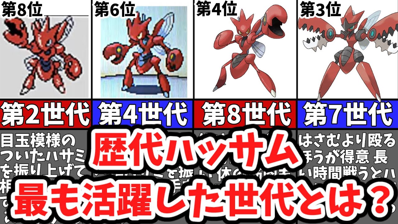【歴代ポケモン】最もハッサムが活躍した世代ランキングTOP8