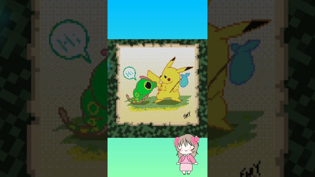 【Minecraft】ポケモンのピカチュウとキャタピーを作ったよ♪ ｰ完成版ｰ #Shorts