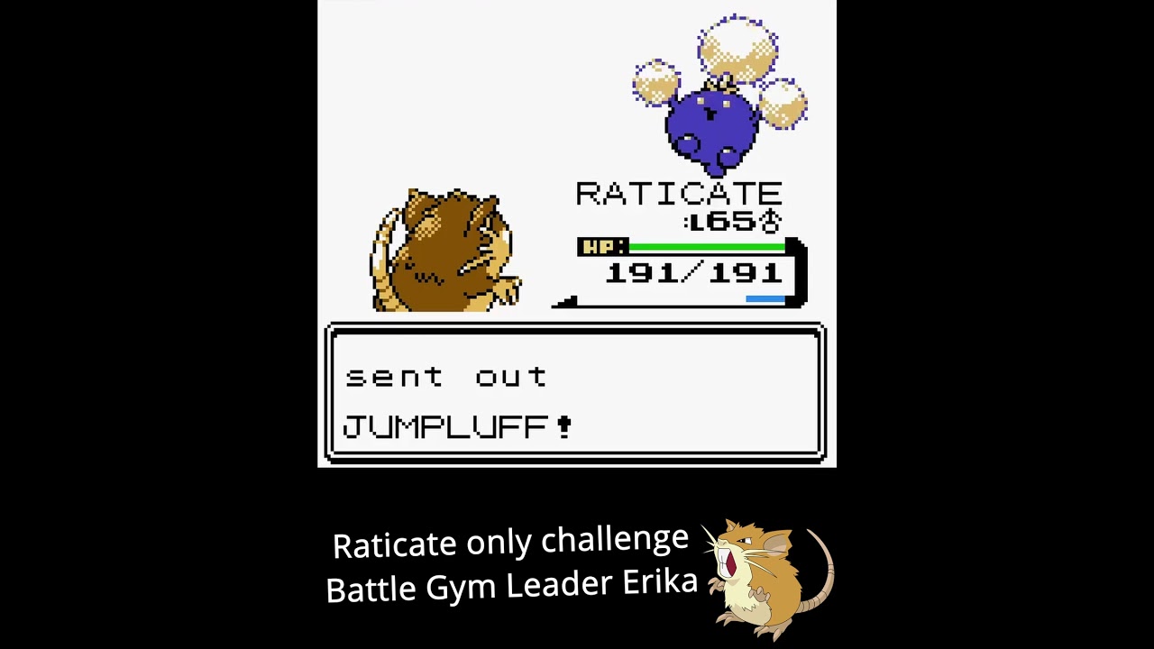 Raticate Only Challenge: Gym Leader Erika Pokemon Crystal #shorts