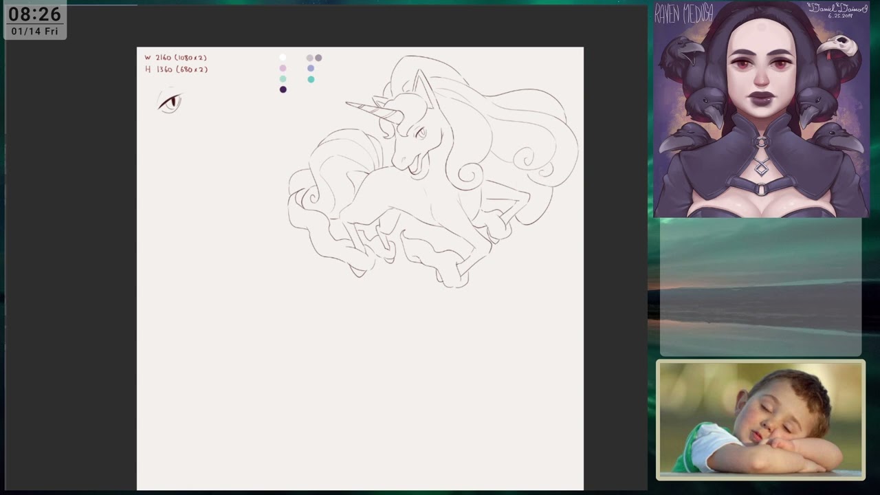 20220114 Drawing // study sketch (誕生日にガラルギャロップ)