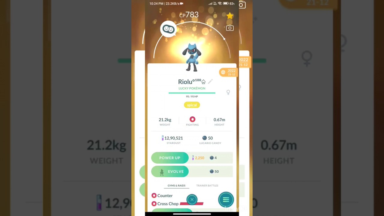 Evolving My 100% Lucky Riolu Into Lucario 🍀Pokémon Go #shorts