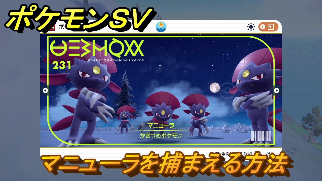 ポケモンＳＶ　マニューラを捕まえる方法！出現場所は？図鑑No.２３１　ポケモン図鑑を埋めよう！　【スカーレット・バイオレット】