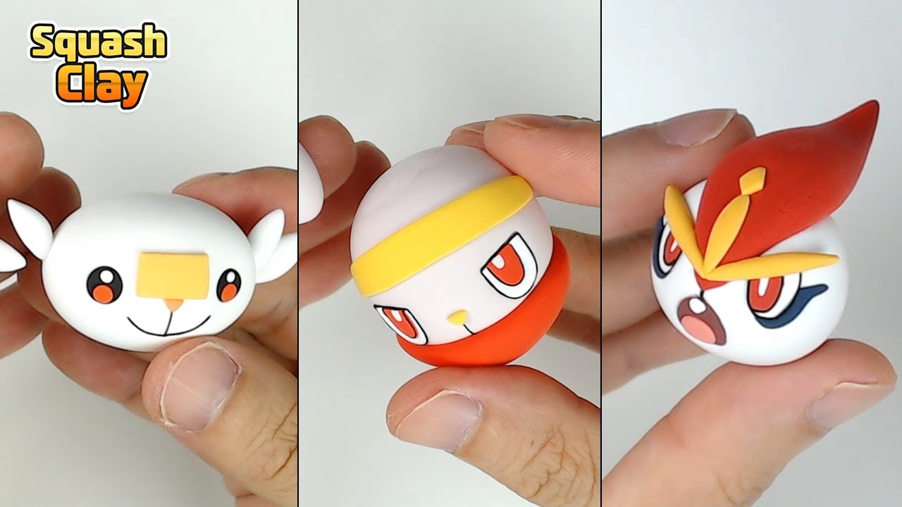 Pokémon Sword & Shield Clay art: Scorbunny line!! Fire type Pokémon(Satisfying video)