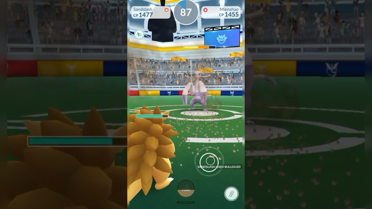 SANDSLASH 💥 VS MIENSHAO 🔥 @Pokemongo01 #shortsfeed #pokemon #pokemongo #pokemongopvp #shorts #gym