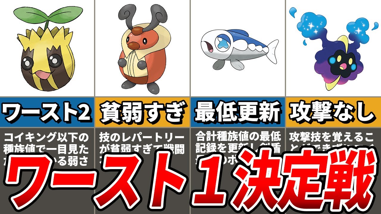 世界一弱いコイキングよりも弱い最弱ポケモン7選【歴代ポケモン】