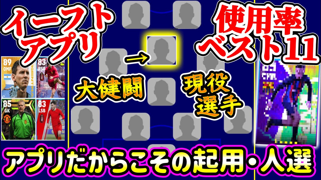 【使用率調査】eFootball2023 今使われているベスト11調査❷ B固定時代に大健闘するあの現役選手たち デバイスによる違いと傾向を知る[アプリ編]【イーフト/eFootballアプリ】