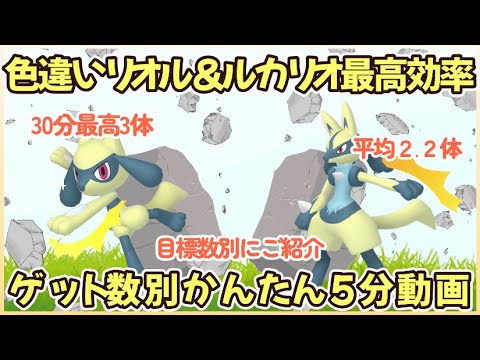 30分最高3体 色違いリオル＆ルカリオ最高効率厳選５分動画 平均２.２体超　目標ゲット数別まとめ#ポケモンsv #最高効率 #色違い #リオル #ルカリオ